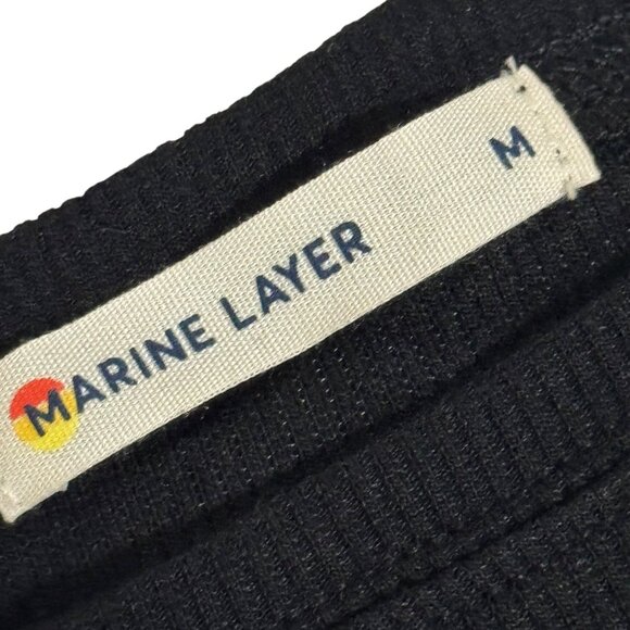 Marine Layer Black Twisted Front Short Sleeve Top Womens sz Medium Modal Blend - Picture 3 of 11